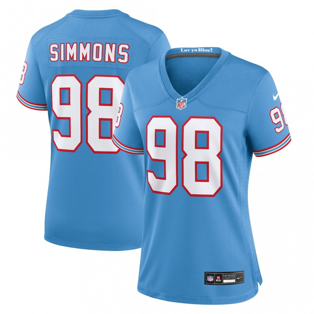 Jeffery Simmons Tennessee Titans Nike Women's Player Jersey - Light Blue-GridironStore